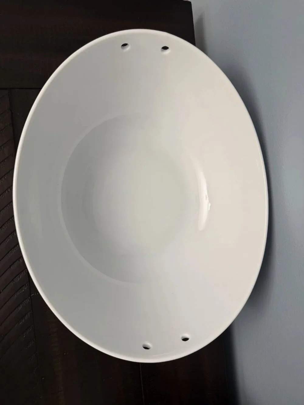 NEW w/Box & Tags - Ralph Lauren (Wyatt) Salad Bowl White- Brown Strap Handles